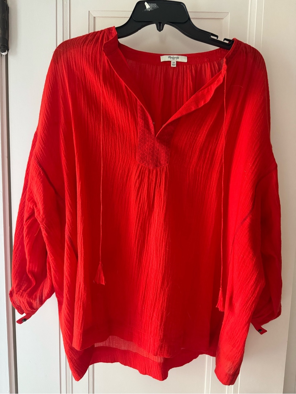 Madewell Vibrant Red Tunic Blouse